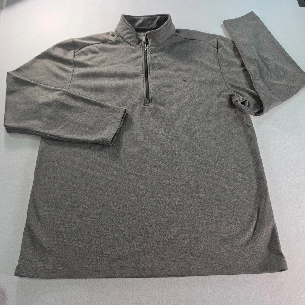 Callaway Mens Gray Heather Quarter Zip Golf Pullover Waffle Fleece XL